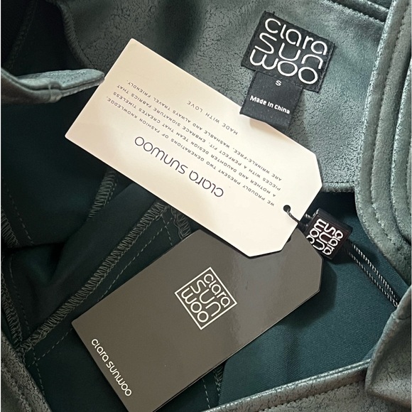 Clara Sunwoo hunter green liquid leather signature jacket Size Small - Picture 7 of 13